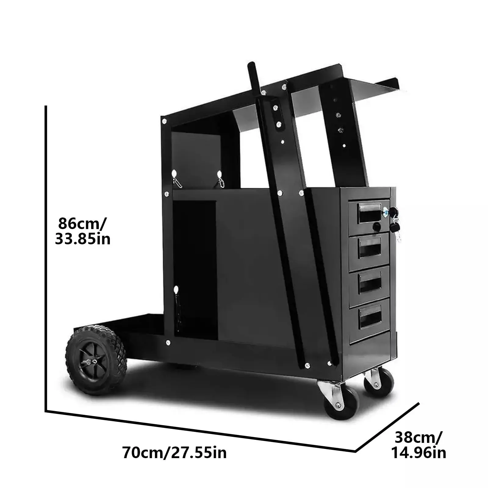Welding Cart Welder Cart Weld Cart with Handle 220 LBS Weight Capacity 360° Swivel Wheels for TIG ARC MMA Plasma Cutter