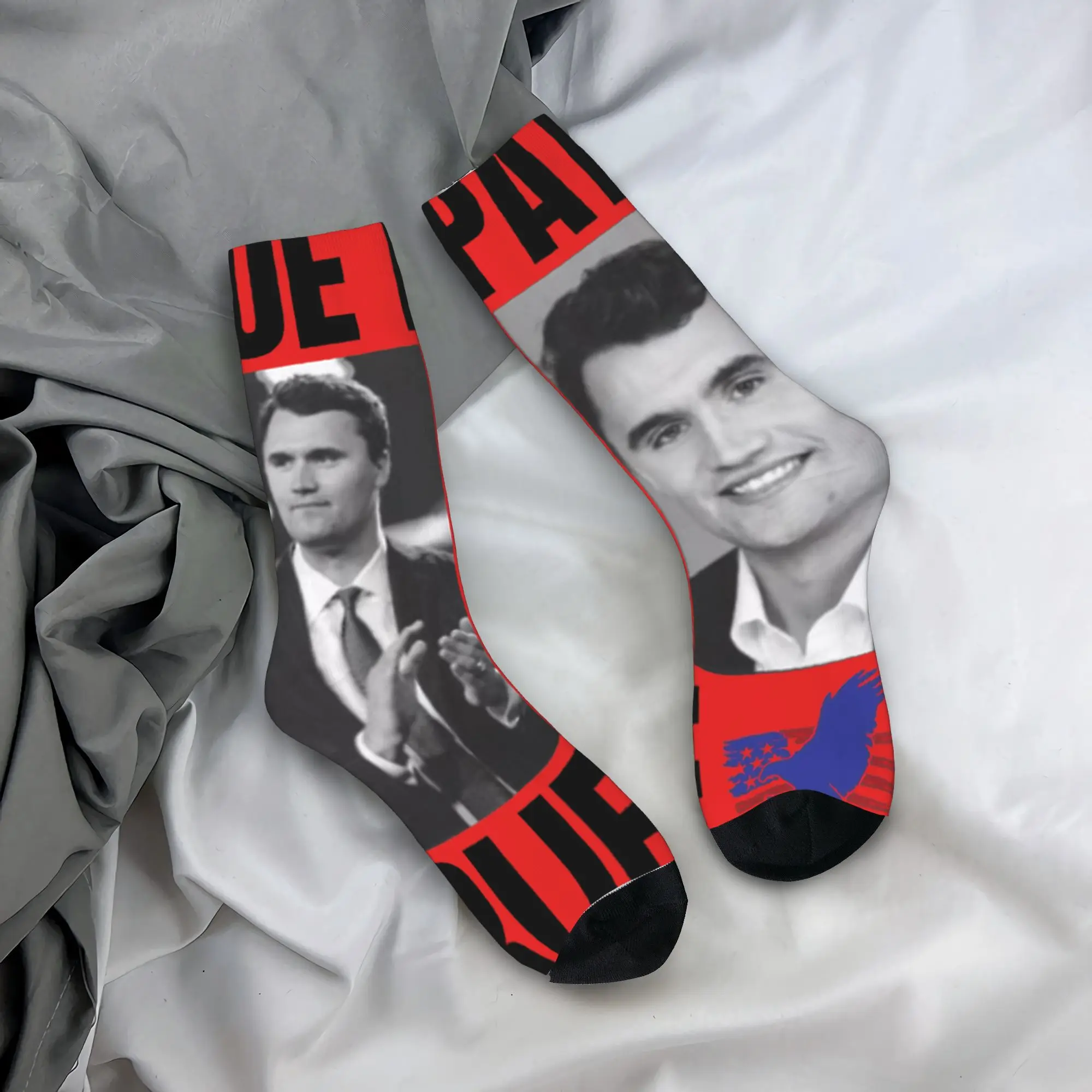 

Чулки Charlie Kirk, элегантные носки с графическим рисунком, осенние противоскользящие носки, мужские спортивные носки для бега, средние мягкие носки