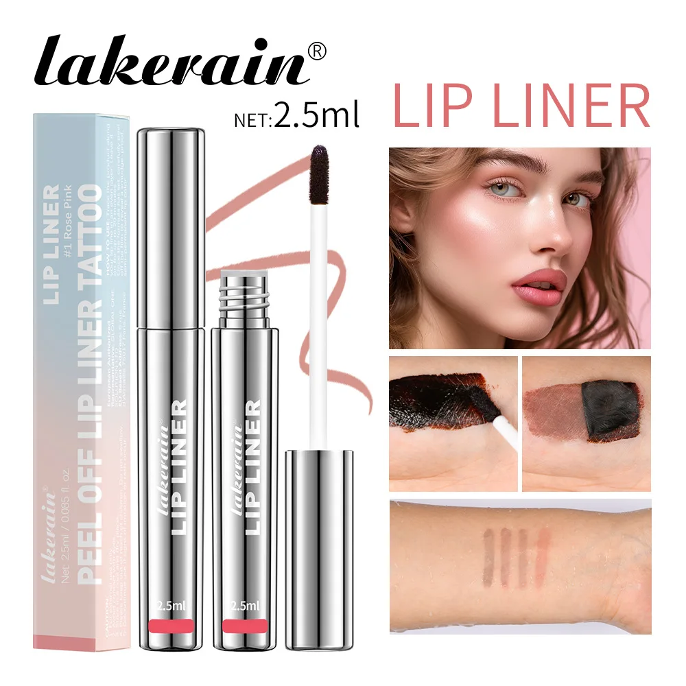 Lakerain tinte de labios de terciopelo mate de cuatro colores resistente al agua, resistente a la transferencia, lápiz delineador de labios despegable de Color de larga duración