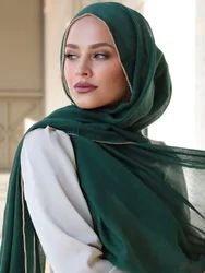 JOCotton-Écharpe Hijab de Luxe pour Femme Musulmane, Châle, Bandana, Bandeau de Sauna, Turban Arabe