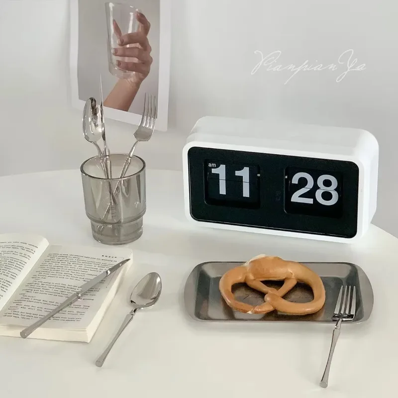 Modern Flip Clock Creative Bedroom Living Room Fashion Trend Table Clock Wall Clock Dual-purpose Nordic Mute Dust-proof