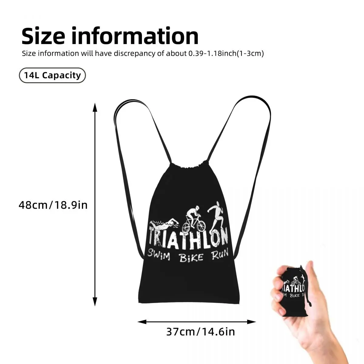 Triathlon Swim Bike Run Athlete Drawstring Backpack hiking cycling Bag Portable Travel Drawstring Bag for Men Women
