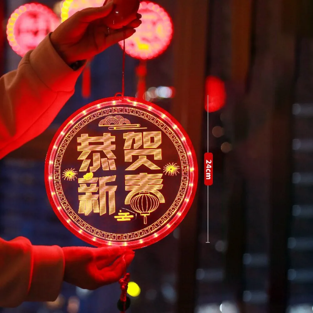 Fashion Acrylic New Year Lantern With Tassel Good Luck Red Hanging Lanterns Red Fu Character Lights Spring Festival