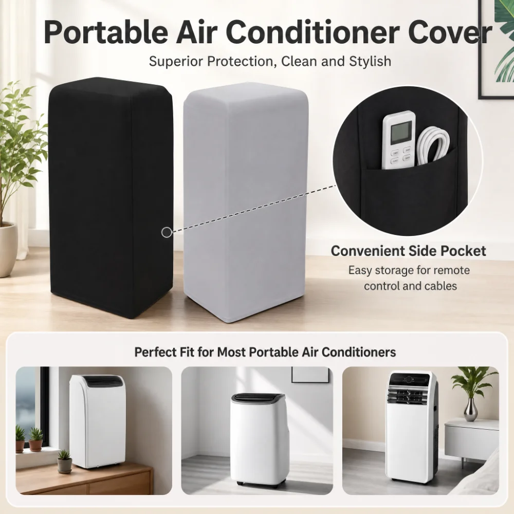 Living Room Entertainment Room Portable Air Conditioner Cover with Remote Cable Storage Pocket