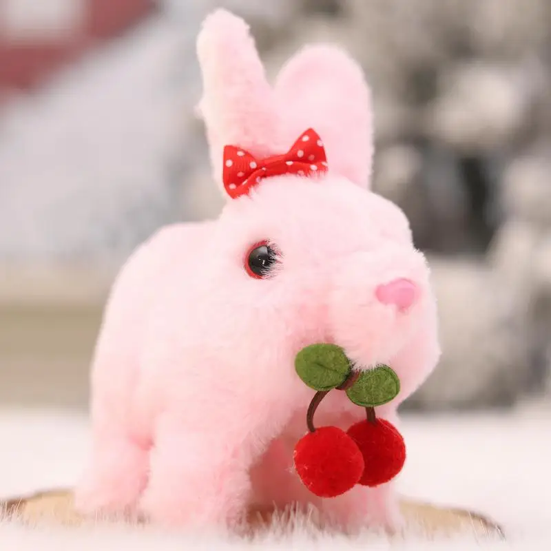 かわいい電気ウサギインタラクティブぬいぐるみ音付きリアルなバニーおもちゃソフトぬいぐるみ人形ウォーキングウィグル耳ワッグテール