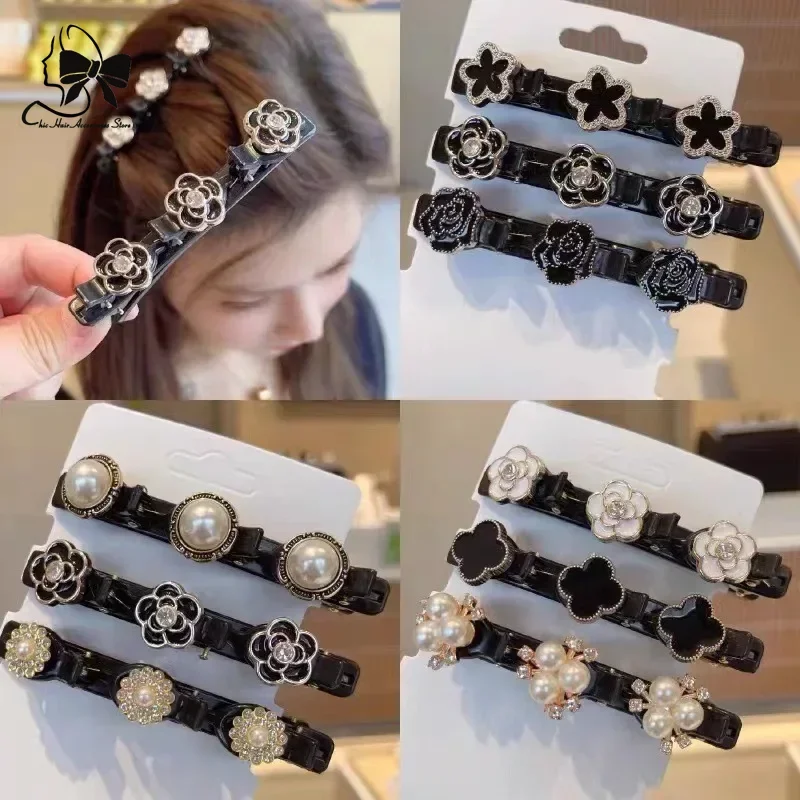 Double Layer Hair Weaving Magic Tool Bangs Hair Clip with Makeup Style Clip on The Side Girl Hair Accessoires  Bows