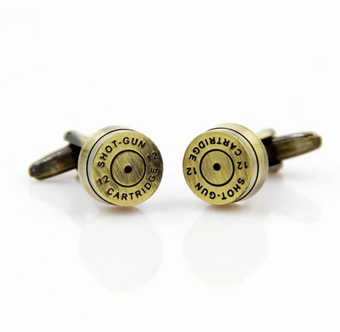 New Design Factory Price Retail Men\'s Cufflinks Copper Material Silver Colour Bullet Design Enamel Cuff Links