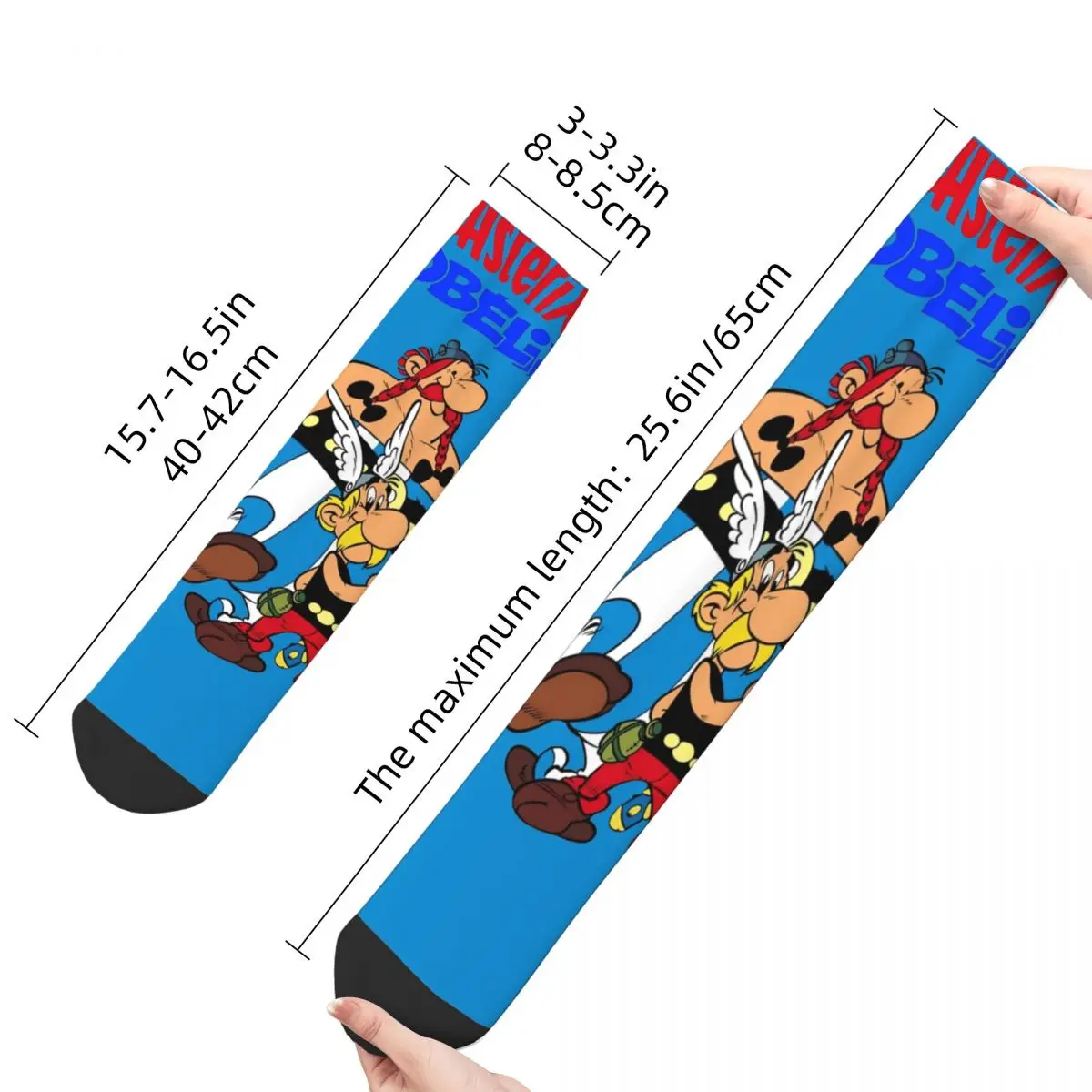 Harajuku Men Socks Asterix-and-Obelix Humor Cartoon Merch Super Soft Funny Graphic Socks Spring Autumn Winter