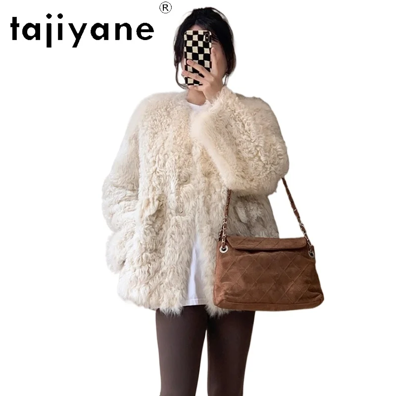

TAJIYANE 100% Real Tuscany Wool Sheepskin Fur Coat Woman Elegant Premium Outerwears Warm Jacket 2025 Winter Clothes Women шуба