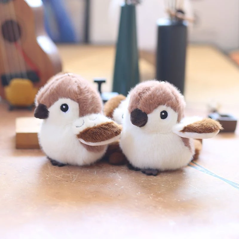 14cm Sparrow Plush Toy Doll Keychain Stuffed Toy For Backpacks Ornaments Birthday Gifts Plushie Small Bird For Car Pendant