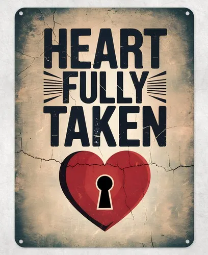 Heart Fully Taken Valentine Metal Poster Wall Tin Sign Man Cave Shed Home Plaque --Tin Sign