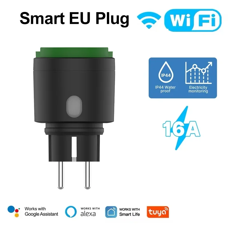 

Tuya WiFi Smart Plug 6A EU Outdoor Socket IP44 Waterproof Dust-proof Energy Monitor Works with Alexa Google Home