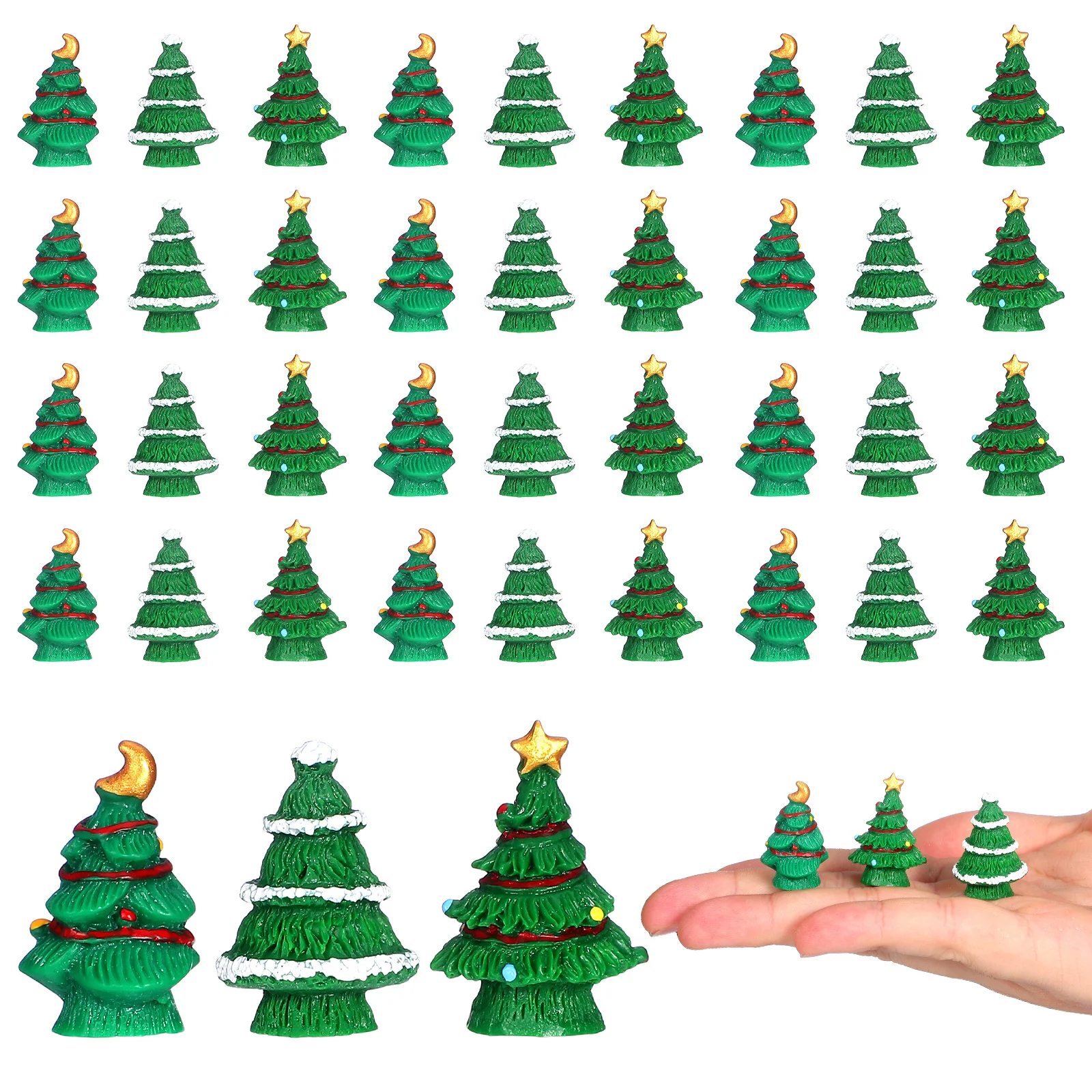 

30Pcs Resin Christmas Tree Miniature Microlandscape Decor Xmas Desktop Ornament Creative Garden Office Gift