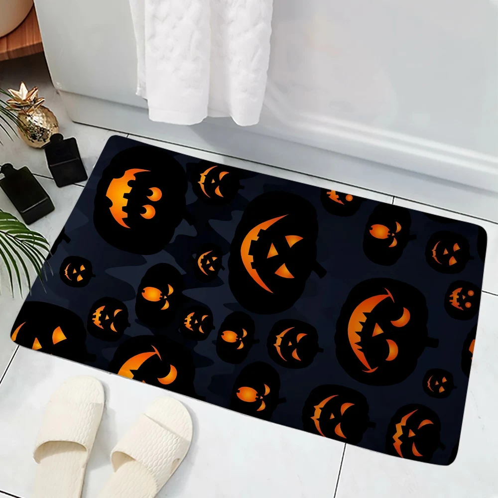 CLOOCL Fashion Carpets Halloween Theme Food Bat Pumpkin Cookies 3D Printed Floor Mat Flannel Area Rug Carpet for Hallway 40*60cm