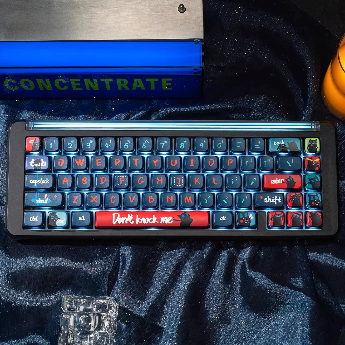 Dark Cat Keycap Kit PBT MDA Transparent 120 Keycap Compatible with 61/75/87/104/108 Mechanical Keyboard