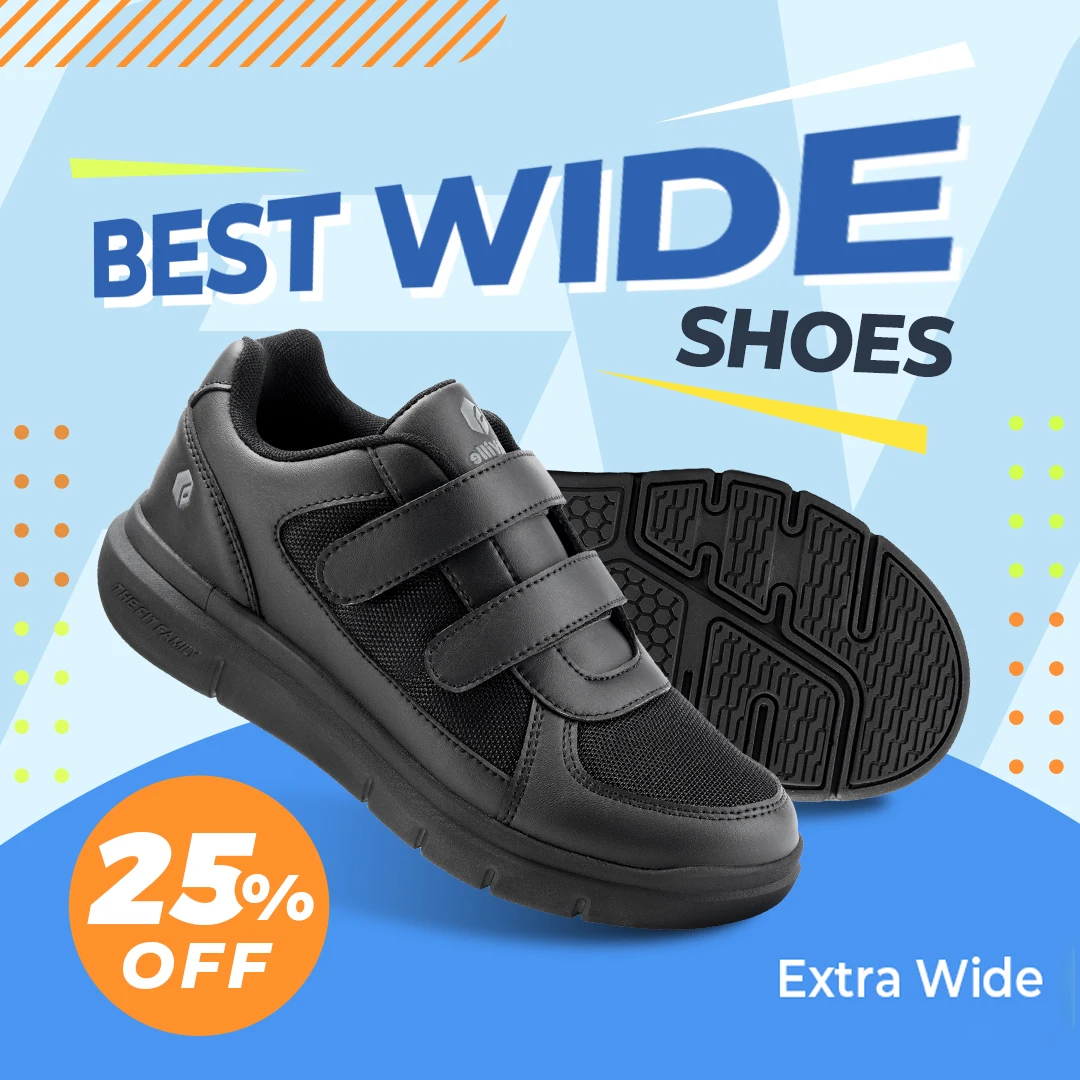 FitVille Men'S Diabetic Shoes Extra Wide 4E Senior Shoe Relieve Neuropathy Suitable For Swollen Foot Pain With Arch Support