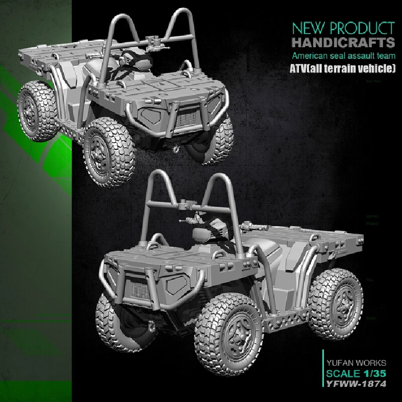 

1/35 Atv Terrain Vehicle Soldier Resin Model Figure Gk Micro Miniature 3d Printed White Model Toy Unassembled And Unpainted Kit