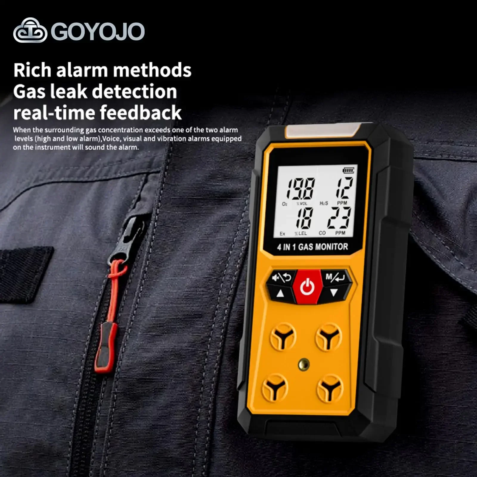 Gas Detector Meter 4 in 1 Oxygen O2 Carbon Monoxide CO H2S Ex Combustible Gas Analyzer Leak Detector Air Quality Monitor