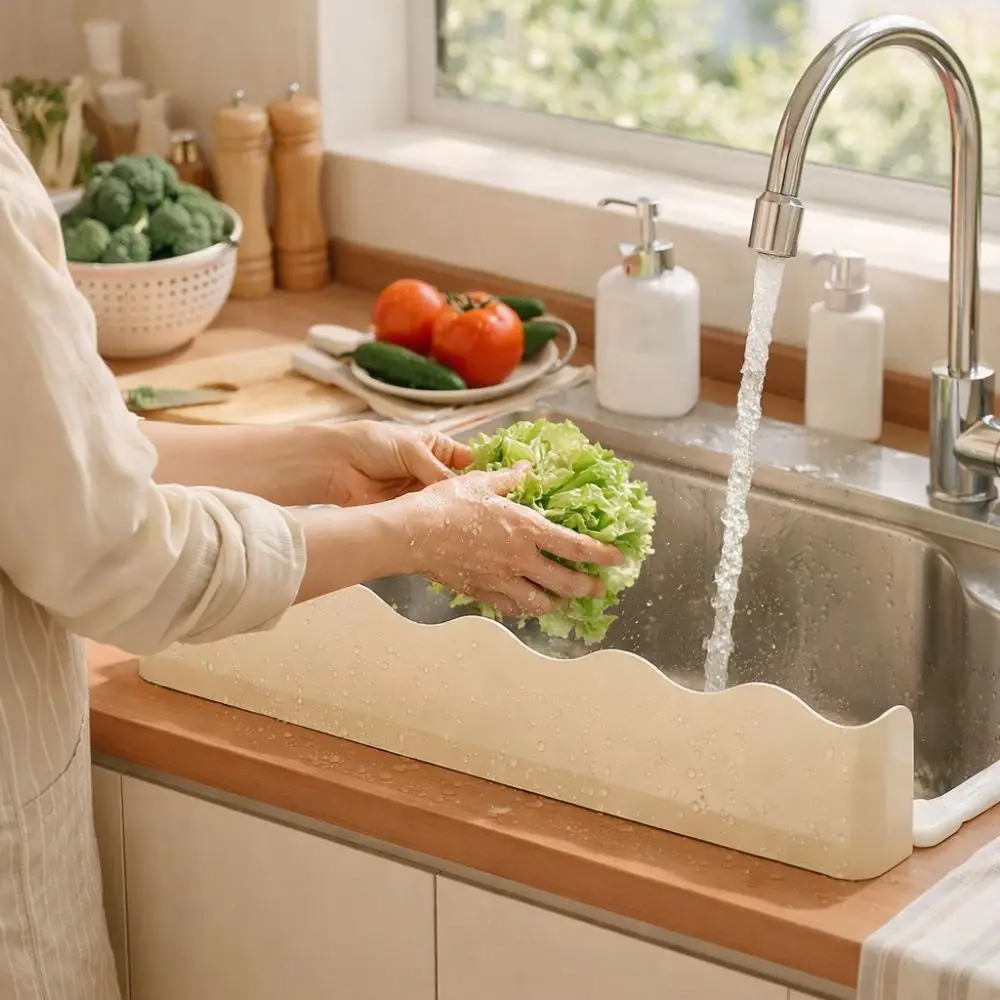 

Multi-functional Kitchen Sink Baffle Suction Cup Oil-Proof Splash Guard Cartoon Pattern Heightening Bar Water Blocking Board