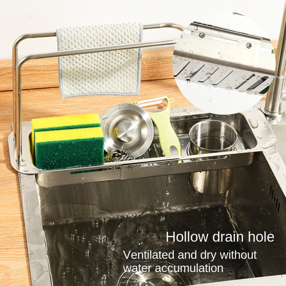 Stainless Steel Kitchen Sink Retractable Drain Rack Household Vegetable Wash Basin Drain Basket filter Basket