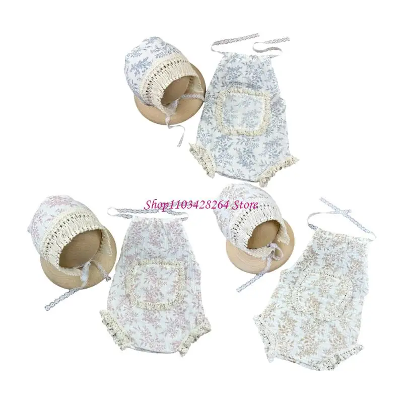 

Реквизит для фотосессии для малышей, костюм для фотосъемки новорожденных, шляпа и кружевной комбинезон, одежда для фотосессии,