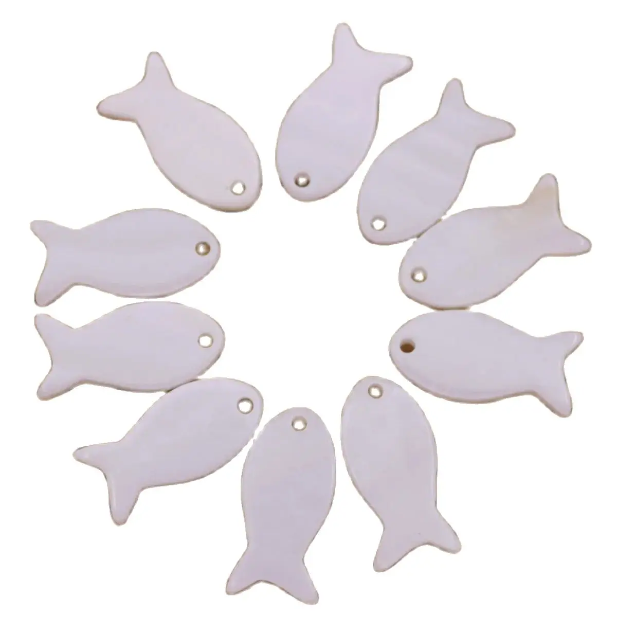 10 PCS 8mmX16mm Natural White Mother of Pearl Charms Fish Shape Shell Jewelry Making Pendant Earring Sun Catchers DIY