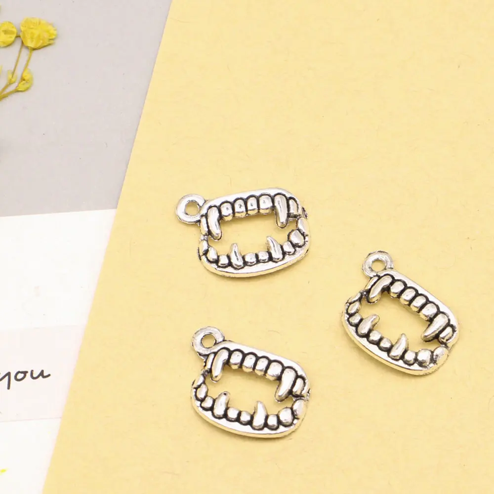 Zombie Teeth Charms Pendant Diy Accessori Diy Jewelry 17x12mm 20pcs Antique Silver Color