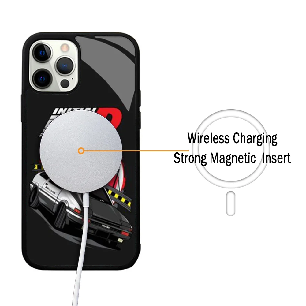 Initial D AE86 Tail Light Phone Case For IPhone 11 12 13 14 15 Plus Pro Max Mirror Acrylic Cover For Magsafe Wireless Charging