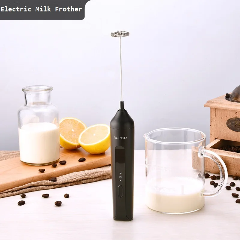 Smart Rechargeable three-speed Electric Milk Frother Stainless Steel Kitchen Whisk Coffee Milk Whisk Automatic Powder Mixer Arti