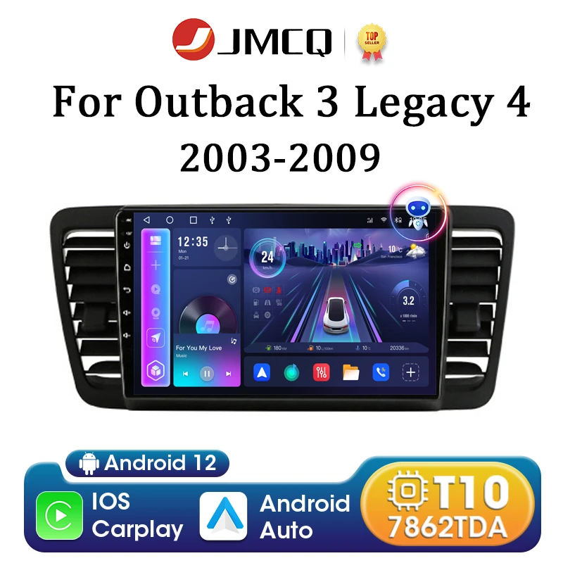 

JMCQ 9" Android 12 Car Radio For Subaru Outback 3 Legacy 4 2003-2009 2din Multimedia Video Player GPS Navigaion DSP 4G Carplay