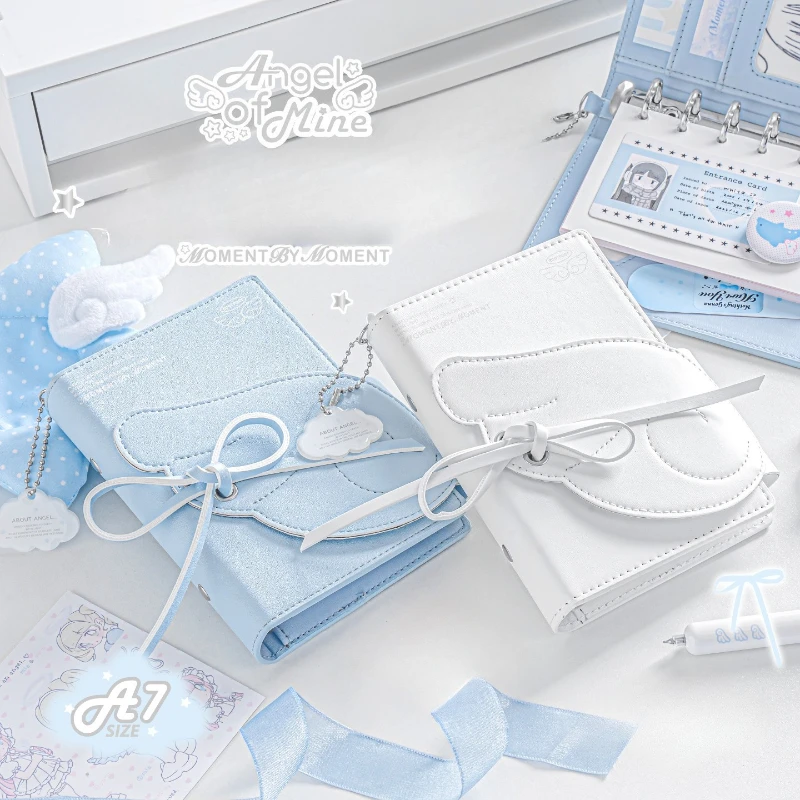 

Эстетический кожаный журнал для скрапбукинга Ins, милый мультяшный стиль, блокнот формата А7 с крыльями, Kawaii, дневник-планировщик путешествий для девочек