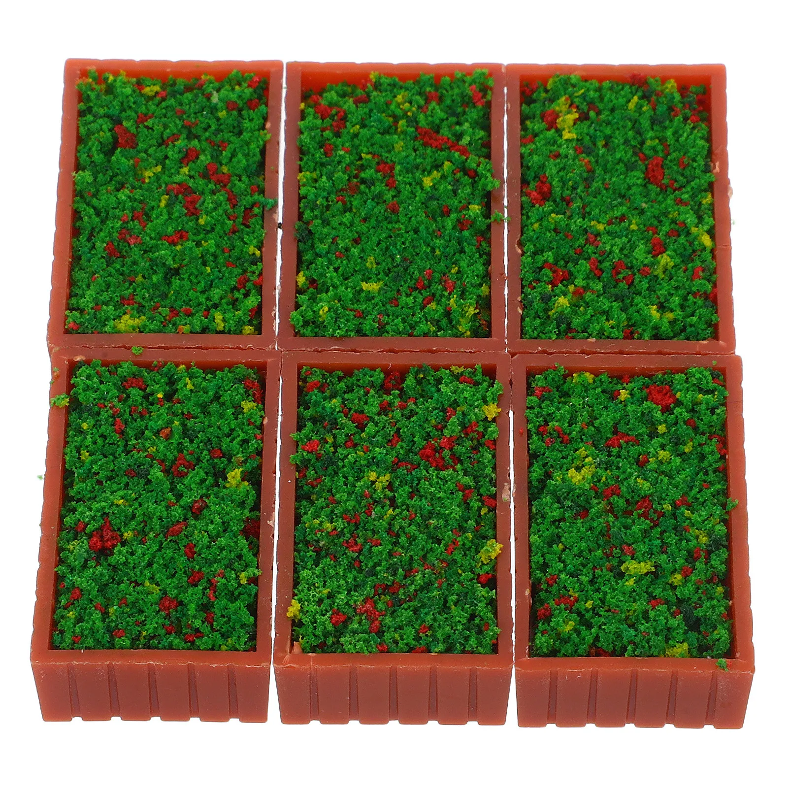 

6Pcs Micro Landscape Miniature Flower Beds Realistic Garden Planter Boxes Light Brown for DIY Sand Table Architectural Scenery