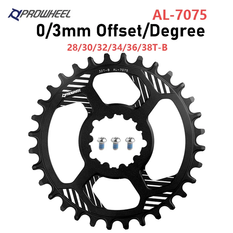 Prowheel MTB Chainring Mountain Bike 3 Bolts Sprockets 0mm 3mm Offset Bicycle Chainwheel 30 32 34 36 38T Narrow Wide Crown