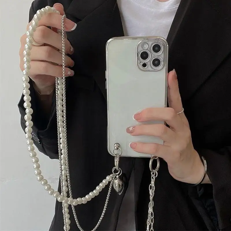 New Pearl Bead DIY Phone Chain Pearl DIY Jewelry Phone Case Accessories Pearl Diagonal Strap Bag Chain