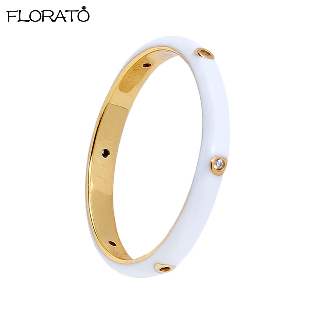 Women's Colorful Enamel Ring, 24K Gold Plated Candy Colors Gift
