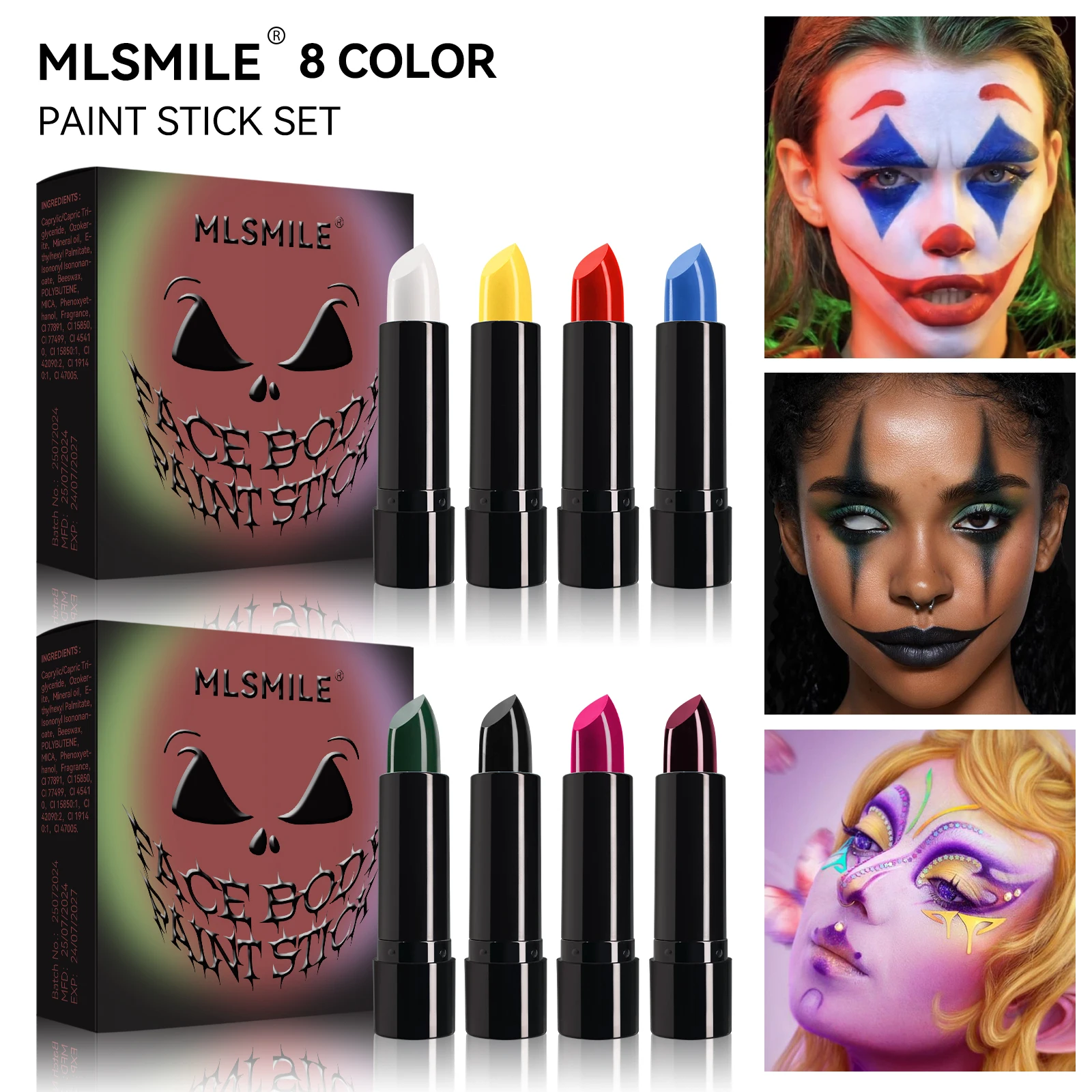 

MLSMILE 4pcs/set Matte Soft Mist Lipstick easy to apply and color improve skin tone Face & body Painting HalloweenVampire makeup