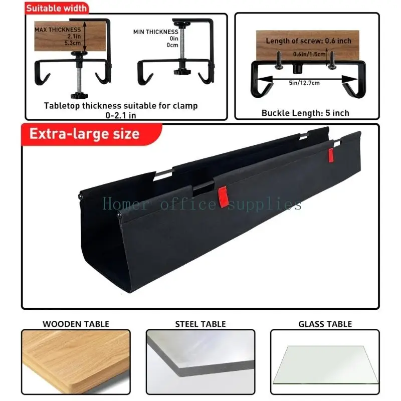 K43B Flame Resistant Computer Cable Tray For Office Home Desk maintains Cords Organized And Neat 120cm Length