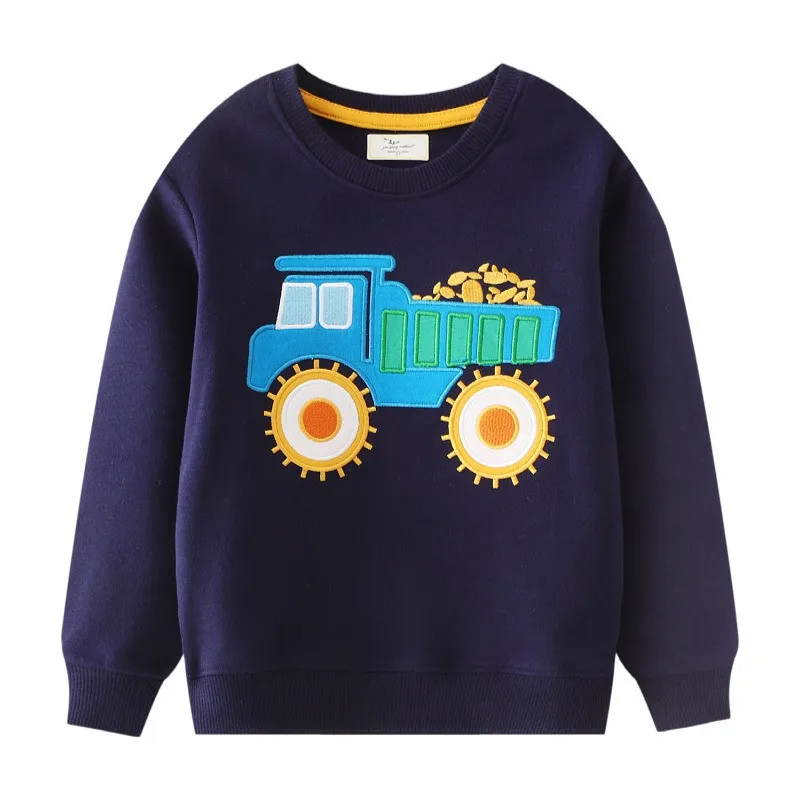 

Jumping Meters 2-7T New Arrival Cartoon Cars Embroidery Autumn Boys Sweatshirts Long Sleeve Baby Clothes Hot Selling Kids Shirts