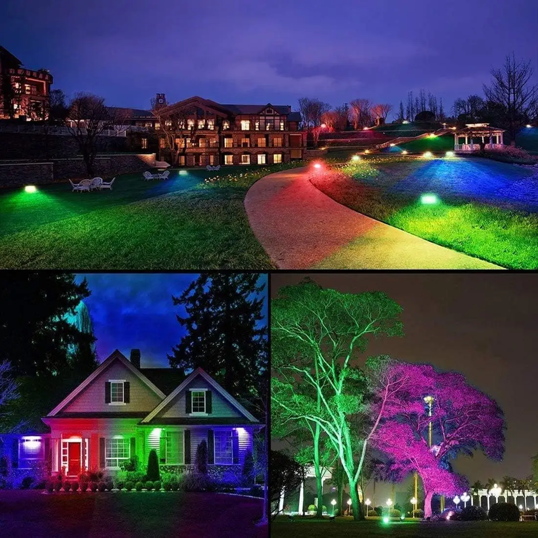 30W Smart RGB LED Flood Light, Bluetooth Color Changing Outdoor Stage Landscape Lights, IP66 Waterproof (2 Pack)
