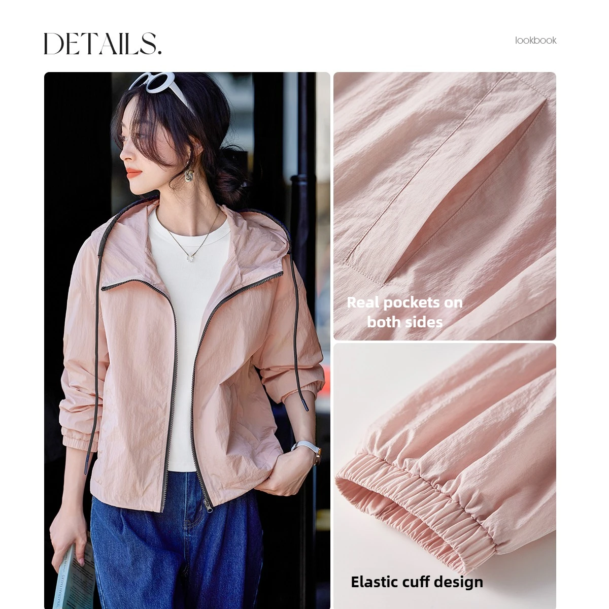 سترة صيفية عصرية للسيدات من SENTUBILA لعام 2025 سترة غير رسمية بقلنسوة وأكمام طويلة وردية اللون ملابس نسائية W52WB1845 #3