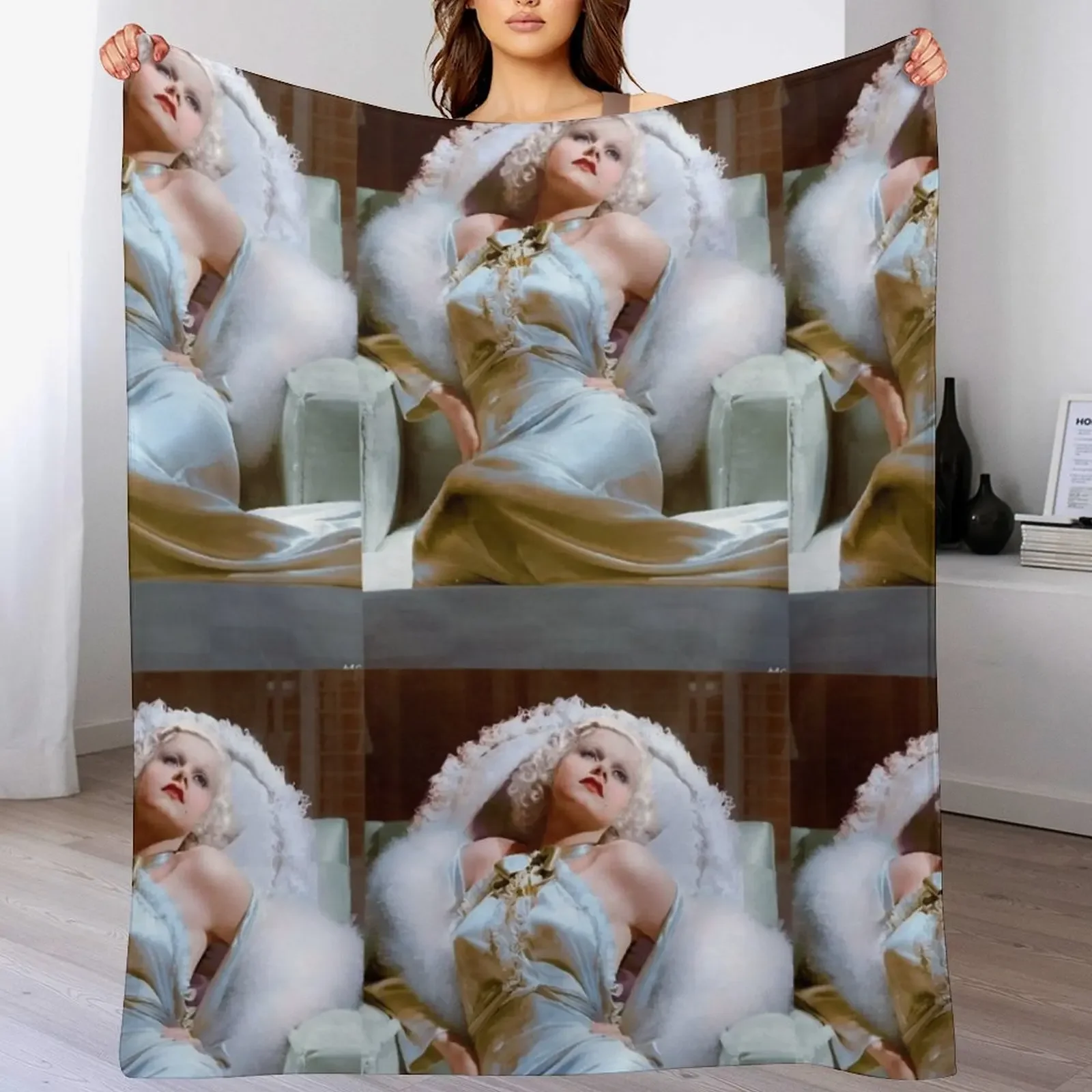 jean harlow aesthetic Throw Blanket Soft Solid Color Blanket for Couch Bed