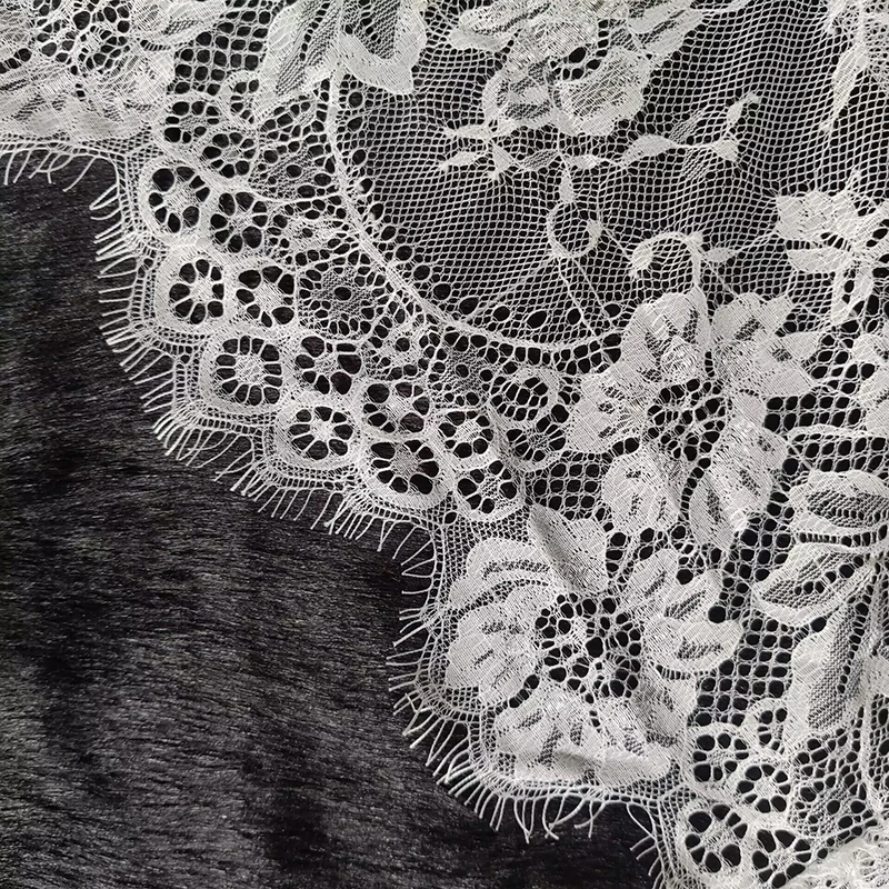 رموش بيضاء نسيج الدانتيل التطريز الأزهار DIY مواد الخياطة القماش لفساتين الزفاف، حجاب الزفاف، ديكور مفرش المائدة المنزلية #3