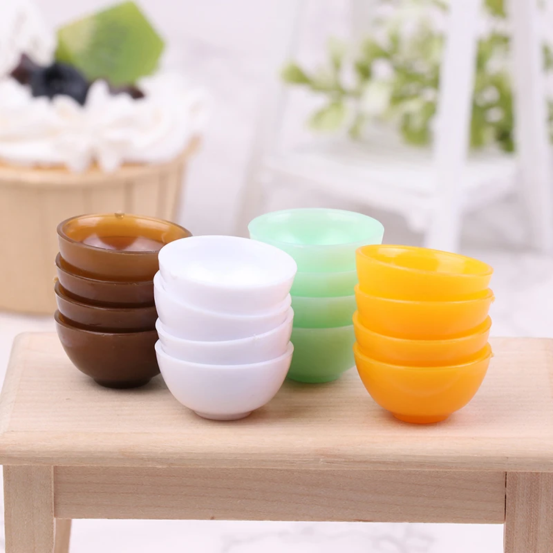 4Pcs Dollhouse Miniature Bowl Color Rice Bowl Tableware Model Kitchen Living Scene Decor Toy