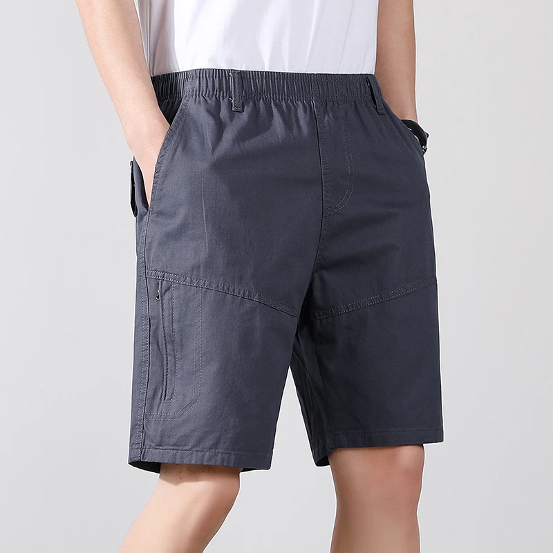 Herren Sommer tasche einfarbige Taschen elastische hohe Taille lose Kleidung Cargo gerade Jogging hose Hose adrette Stil Shorts