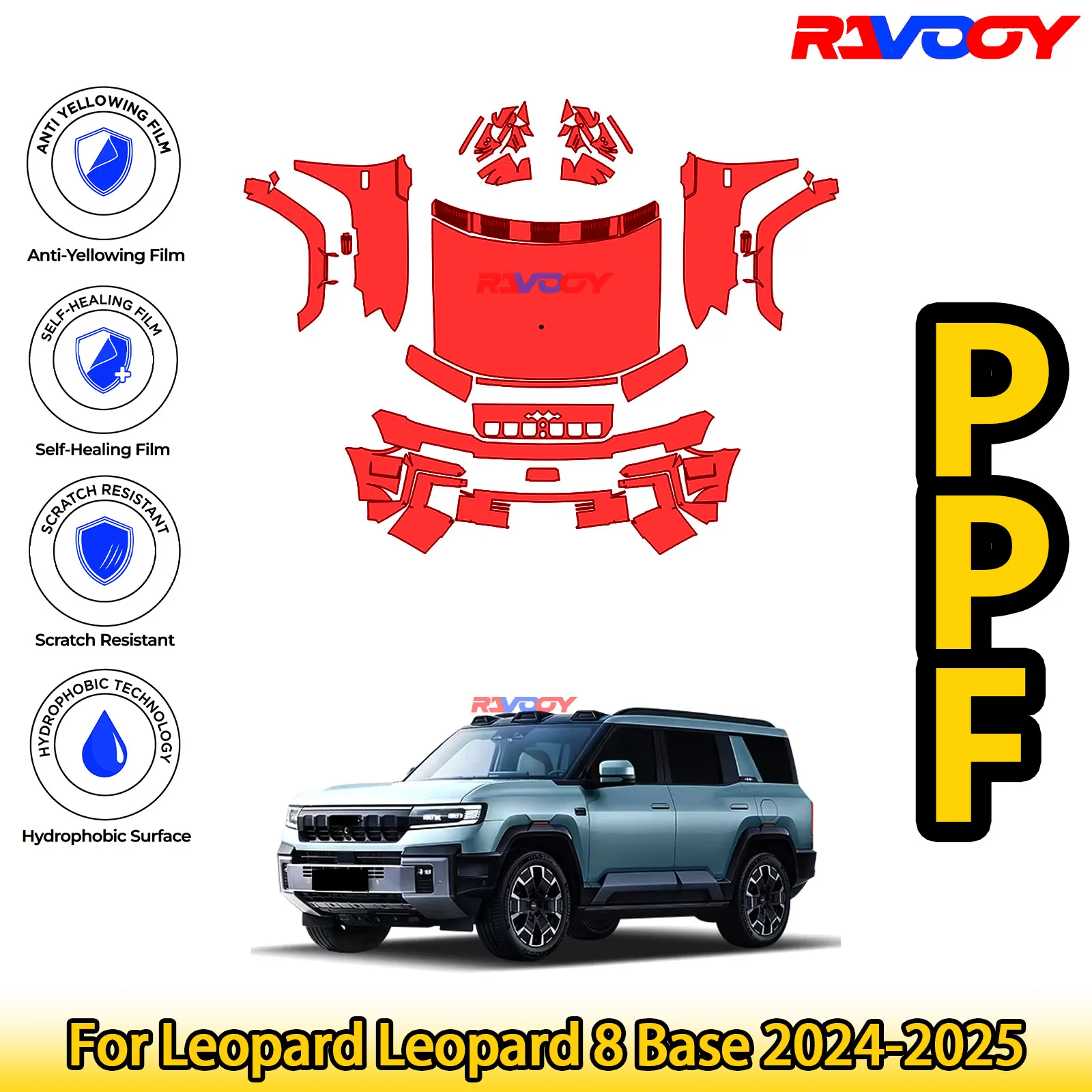 

For Leopard Leopard 8 Base 2024-2025 Glossy Matte Black Precut front PPF Kit Paint Protection Film