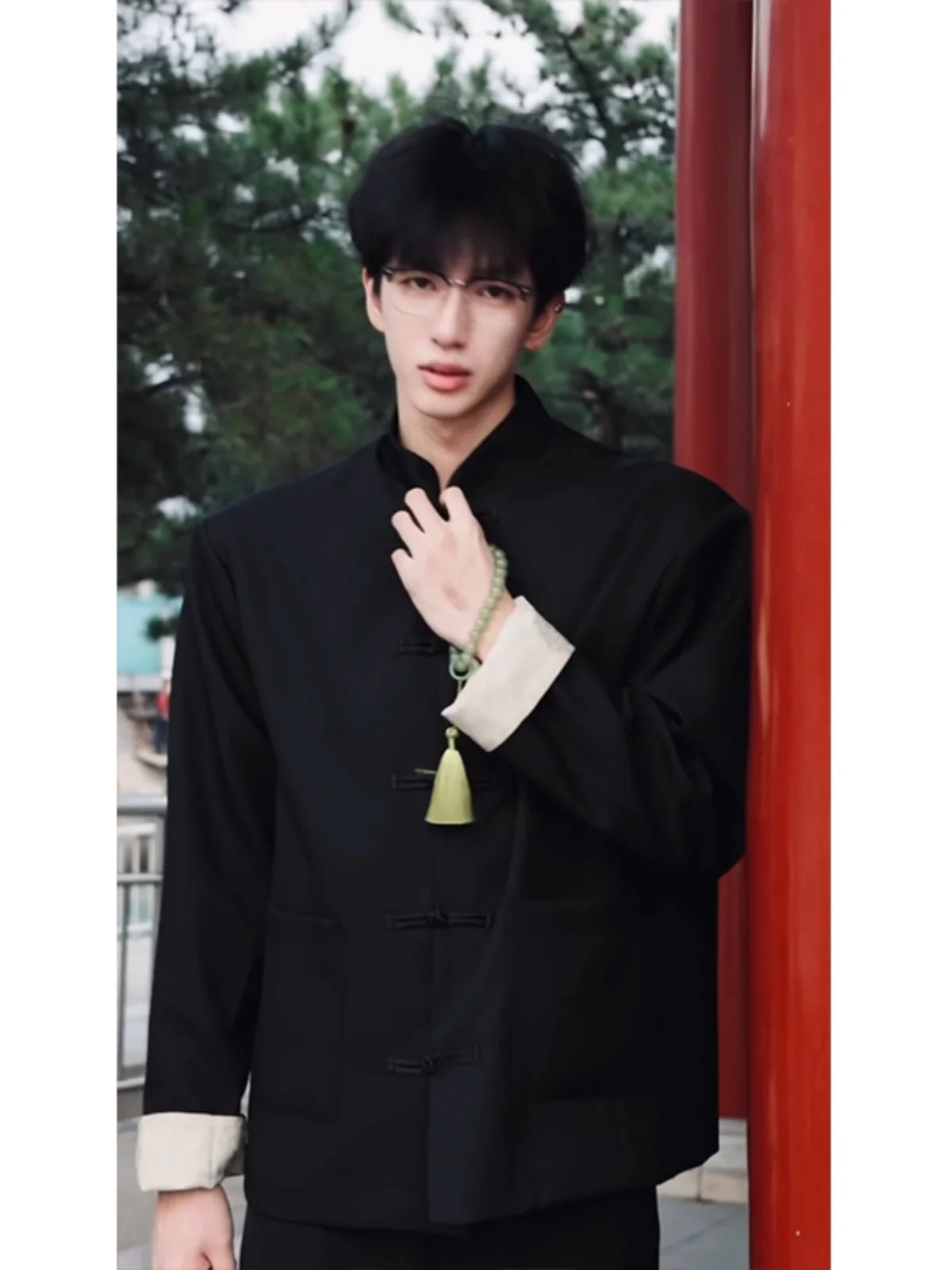 

New Chinese Sle Men's Pad oulder Suit Jaet Autumn Stand Collar Zhongan Young People's Tang Western Sle Loose Fit Lo...