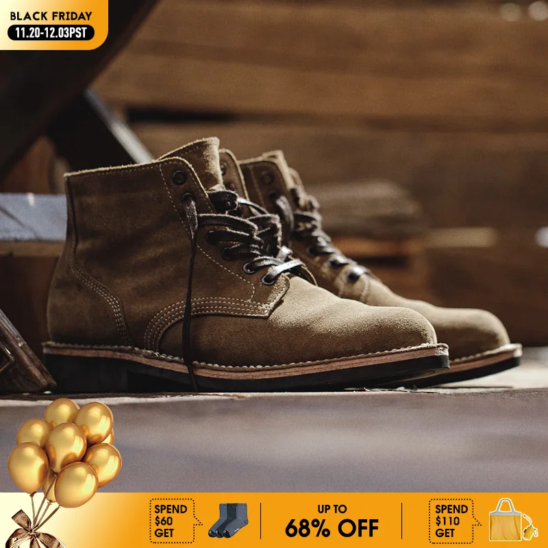 마덴 남성 빈티지 M43 스플릿 스웨이드 컴뱃 부츠 하이탑 데저트 부츠 라운드 토 워크 부츠 아웃도어 가을 겨울 신발