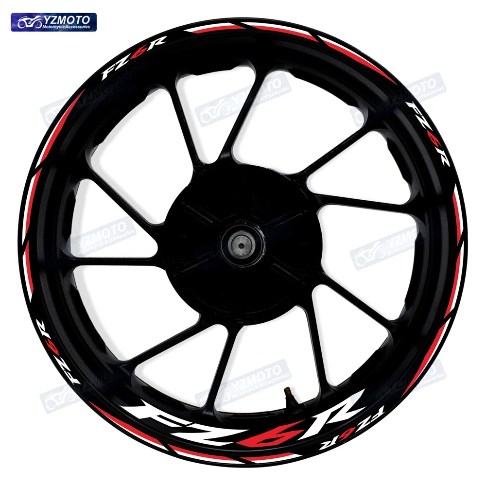 ل FZ6R دراجة نارية 17 بوصة الجبهة محور عجلات خلفي سباق ملصق مائي مقاوم للماء عاكس تعديل ملصقات حافة الزخرفية #6