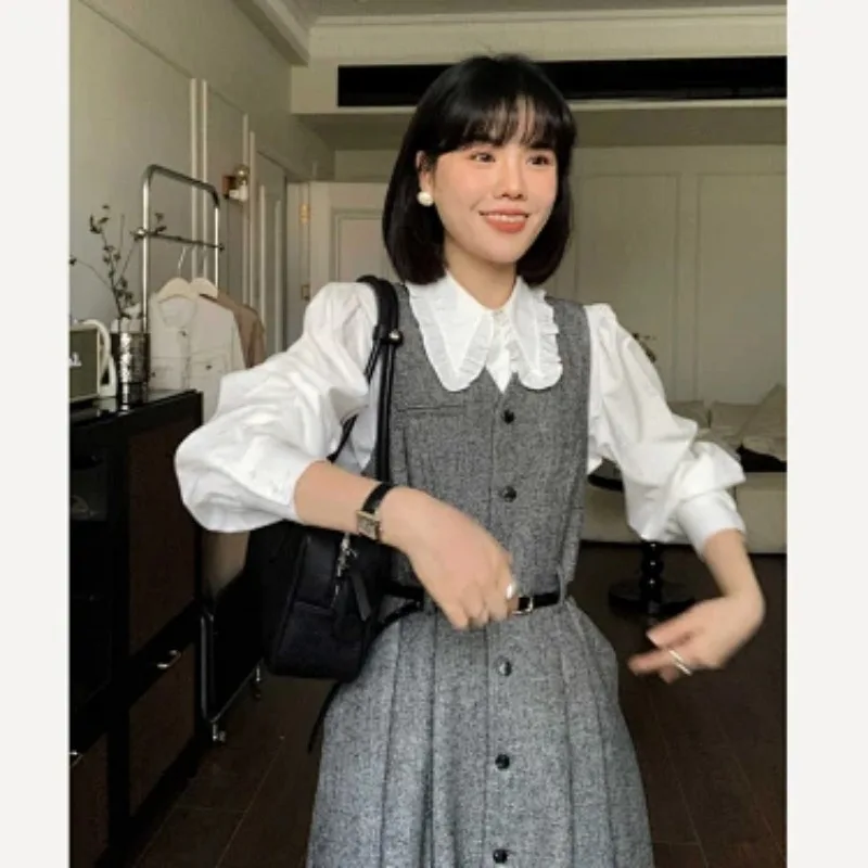 Designer Women White Shirt Pointed Collar Long Sleeve Elegant Slim Fit Casual Office Blouse Top