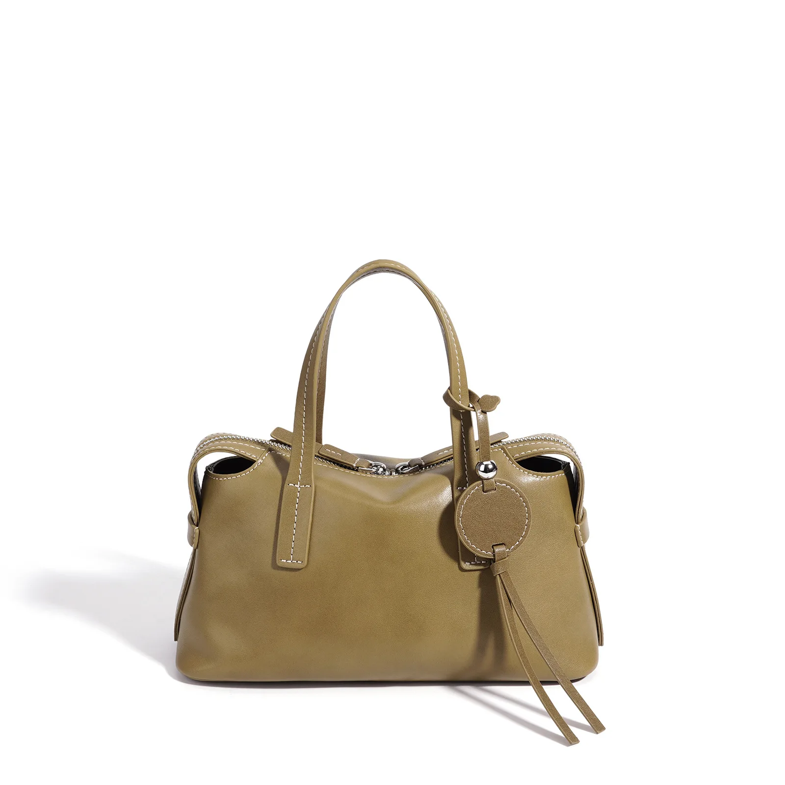 High-quality Top-grain Cowhide Leather Handbag Korean Version Women’s Bowling Bag Genuine Leather Commuter Crossbody Bag